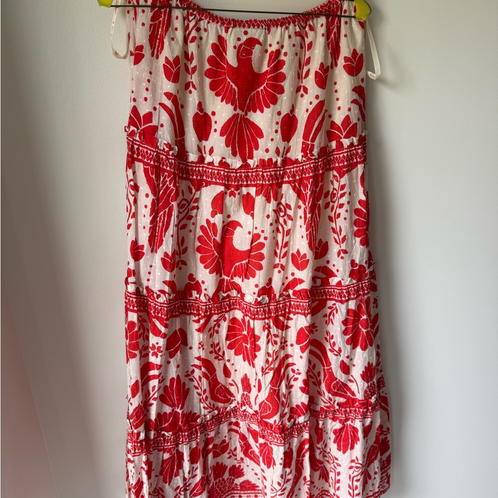 FARM Rio Red and White Midi Skirt